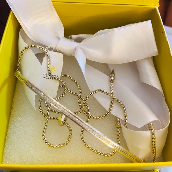 NWT Kendra Scott RARE & Retired Scottie Necklace Yellow Gold & Inlaid CZ’s GORG! - Picture 14 of 16